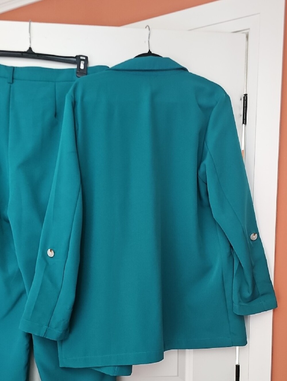 Teal Wide-Leg Dress Trousers - Elegant Office Ready New No Tag - Picture 6 of 10